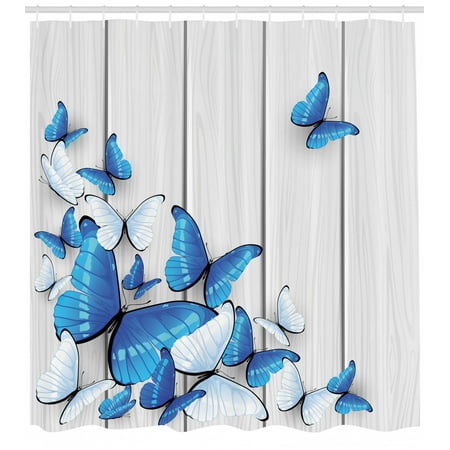 Butterflies Decoration Shower Curtain Set Butterflies On Wooden