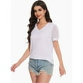 thumbnail image 3 of Women's V Neck Tops Puff Sleeve with Swiss Dot T-Shirts Summer Casual Loose Tshirts, 3 of 7