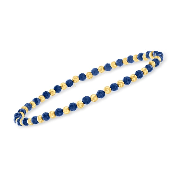 Ross-Simons 7.00 ct. t.w. Sapphire and 10kt Yellow Gold Bead Stretch Bracelet, Women's, Adult