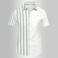 thumbnail image 4 of Men's Short Sleeve Button Shirt Casual Summer Striped Shirt Patchwork Hawaiian Print Beach Top, 4 of 4