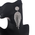 thumbnail image 2 of Pendientes circulares temperamento con flecos cadena llena de diamantes de imitación moda mujer pendientes diseño elegante, 2 of 5