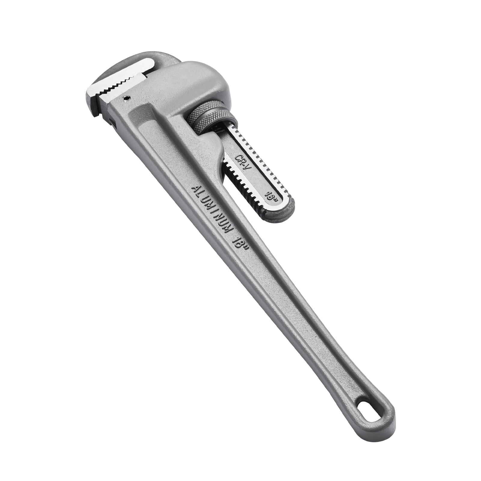 KFFKFF 18" Aluminum Pipe Wrench, Adjustable for Plumbing, with Durable Jaw & Comfort Grip, Lightweight, Portable with a Design to Hang, Ideal for Water Pipes & Auto Maintenance