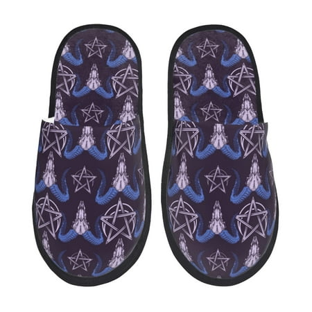 

House Slippers for Women and Men Magic Cartoon Cool Goat Head Stars Comfy Fuzzy Bedroom Slippers Furry Home Shoes for Indoor Outdoor