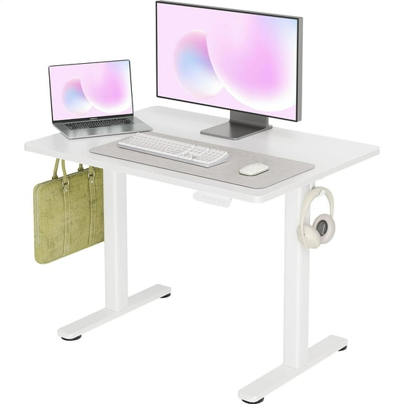 Electric Standing Desk, Adjustable Height Stand up Desks, 40 x 24 Inches Sit Stand up Desk for Home Office Computing, 3-Preset Memory Height Ergonomic Rising Desks, White
