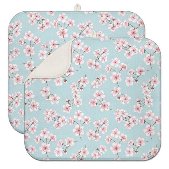 Pioneer Flower Floral Print Pattern Kitchen Dish Drying Mat 1 Pack, Ultra Absorbent Microfiber Drainer Mat, 16"x18"