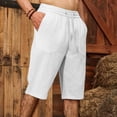 thumbnail image 2 of Mens Casual Soft Cotton Linen Long Shorts Knee Below Sport Running Lounge Work Shorts Capri Pant Size 2XL White, 2 of 7