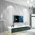 thumbnail image 4 of BSHAPPLUS® Textured Non-Woven 3D Wallpaper, 20.8in x 32.8ft Wave Stripe Embossed Pattern Wall Sticker for Bedroom Living Room Bathroom,57 sq. ft. (Glue is required for installation), 4 of 10