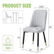 JUFU Modern Dining Chairs, Set of 4, Upholstered Kitchen Chairs Mid Century Armless Faux Leather Chairs(Light Gray)