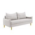 thumbnail image 3 of 66.9" Loveseat Sofa, 2-Seater Velvet Couch, Upholstered Tufted 2 Seater Sofa with Curved Arms & Backs, Accent Sofa Couch with Tapered Metal Legs, for Small Space, Bedroom, Apartment, Living Room, 3 of 7