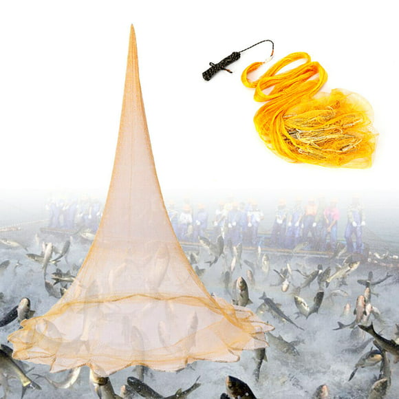 DENEST 10.5FT Nylon Fishing Net Hand Cast Spin Network Easy Throw Bait 0.39'' Mesh