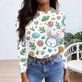 thumbnail image 3 of Womens Easter Ribbed Knit Tops Graphic Easter Eggs Bunny Print Plus Size Ribbed Long Sleeve Shirts Slim Fit Holiday Party Tee Tops, 3 of 5
