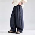 thumbnail image 6 of UACY Boys Baggy Jeans Teen Y2K Casual Straight Wide Leg Denim Pants Vintage Preppy Loose Elastic Waist Fit (Dark Blue, 9-10 Years), 6 of 7