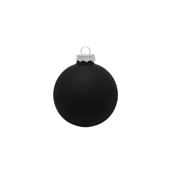 8ct Matte Black Glass Ball Christmas Ornaments 3.25" (80mm)