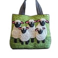 thumbnail image 2 of Xecvkr Sheep Tote Bag Handmade Quilted Animal Purse Spacious Funny Gift for Lovers Shopping Picnic Cute Casual Work Travel Reusable Shoulder Handbag Green, 2 of 8