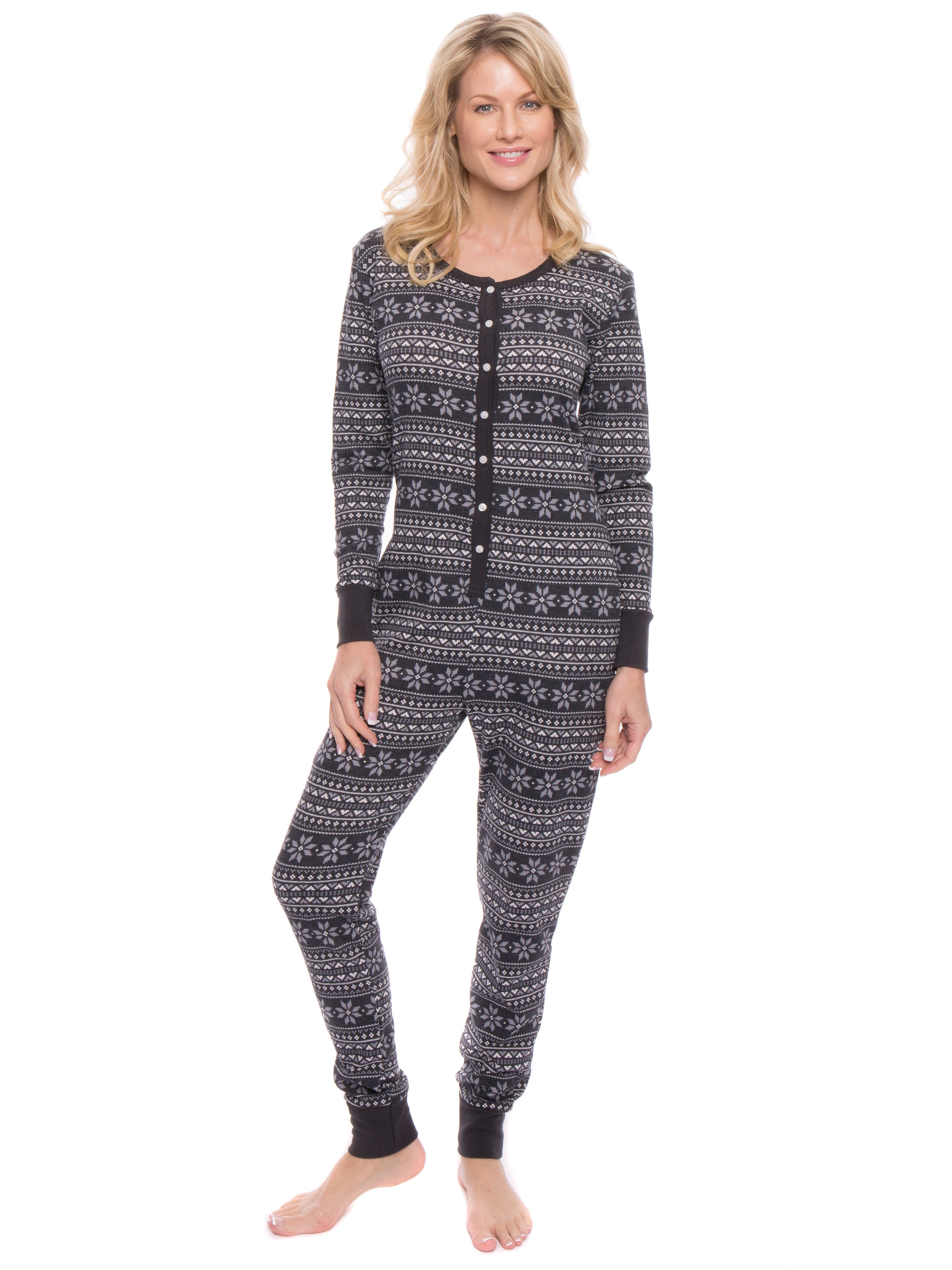 Noble Mount Womens Premium Waffle Knit Thermal Onesie