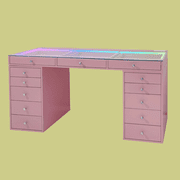 Impressions Vanity Mini SlayStation Kylie 1.0 Makeup Vanity Table with Drawers (Silver)