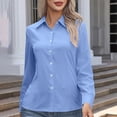 thumbnail image 4 of Moxiu Women's Button Down Shirts Long Sleeve Dress Shirts Wrinkle Free Collared Work Office Blouses Tops for Daily Wear Busniess Light Blue,S, 4 of 5