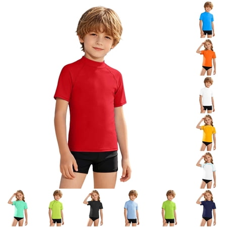 Shachafan Lightweight Boys Swim Shirt For Beach Pool – Rash Guard Top For Junior Boys With Sun And Comfort Boy Set