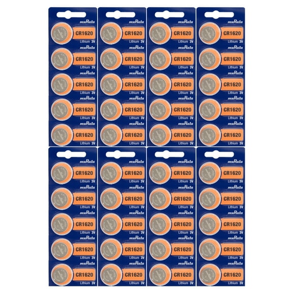 Murata CR1620 Lithium Watch and electronic Battery 3V, 75 mAh 40 pack