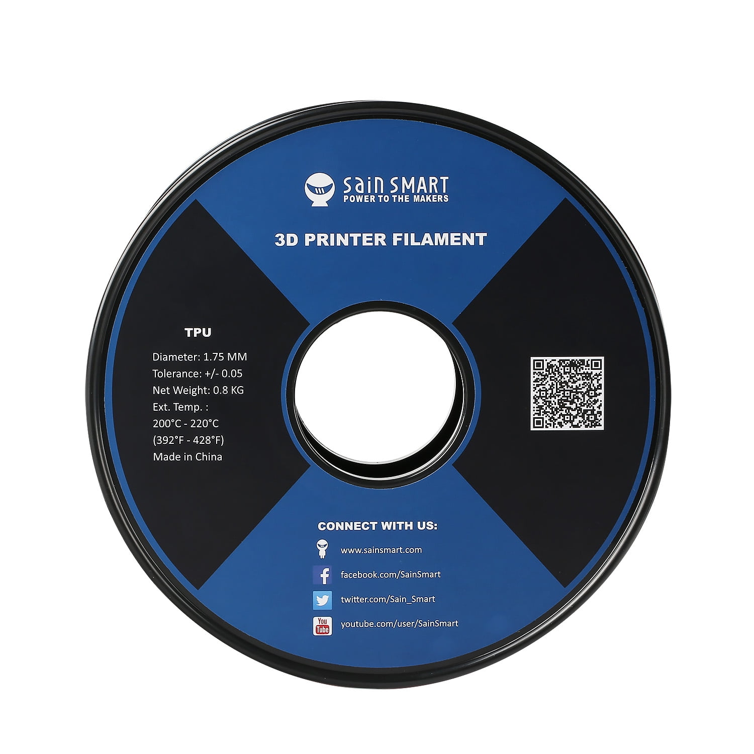 SainSmart White Flexible TPU 3D Printing Filament 1.75 mm Dimensional Accuracy +//- 0.05 mm 0.8 kg