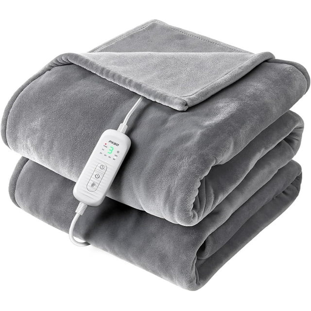 Biwat 2025 Flannel Heated Blanket, 50"x60" Soft Electric Blanket with 8 Heating Levels & 10H Timing Auto Shutdown, Overheating Protection, Machine Washable