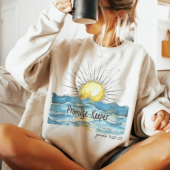 Promise Keeper Christian Sweatshirt, Boho Faith Pullover, Bible Verse Sweater, Jesus Quote Top, Sunset Summer Style, Religious Gift