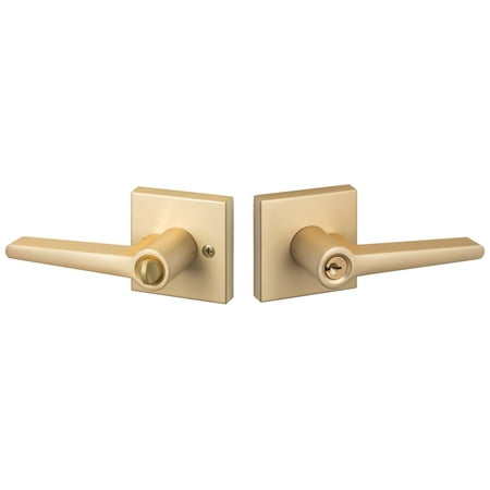 Sure-Loc Bs107-Sq Basel Single Cylinder Keyed Entry Door Lever Set - Brass