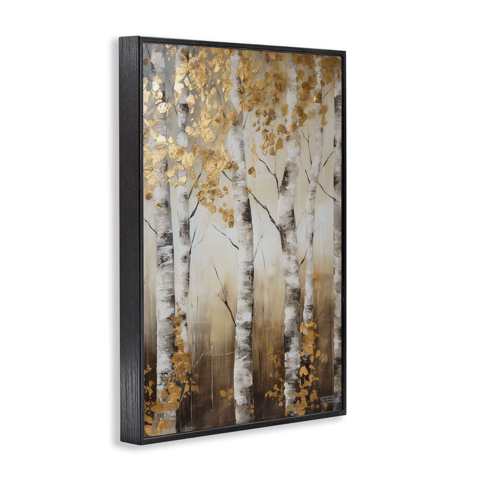 Stupell Industries Fall Foliage Birch Landscape Painting Black Framed Art Print Wall Art, 12 x 18