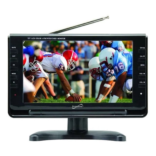 DVD Portátil Supersonic SC-499 9 Pulgadas LCD Tv Con Radio FM Recargable Negro