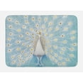 thumbnail image 1 of Peacock Bath Mat, Peacock Pattern on the Wall Nature Colorful Stylish Ornate Artwork Print, Non-Slip Plush Mat Bathroom Kitchen Laundry Room Decor, 29.5 X 17.5 Inches, Yellow Pale Blue, Ambesonne, 1 of 2