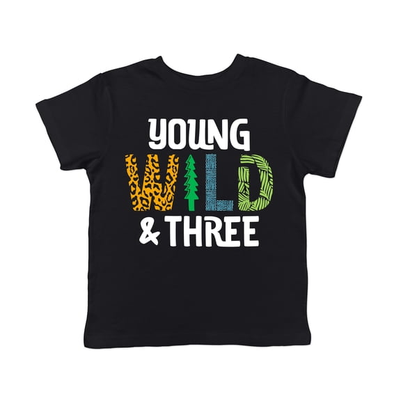 Toddler Funny T Shirts Young Wild And Three Sarcastic Birthday Tee For Young Kids