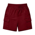 thumbnail image 6 of hlysgo Women's Bermuda Cargo Shorts Elastic Waist Wide Leg Soft Short Summer Beach Vacation Short with Pockets Wine,S, 6 of 6