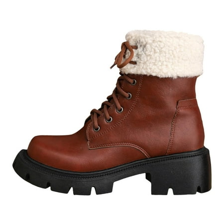 GHSOHS Boots for Women Over The Knee Boots Ankle Booties Shoes Womens Hiking Boots Medium Low Heel Large Size Boots Fall Winter Front Tie Up Thick Bottom Women s Boots Western Cowgirl Boots Size 39