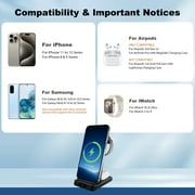 3 in 1 Charging Station for iPhone, Wireless Charger for iPhone 16e 16 15 14 13 12 11 X Pro Max, compatible with Apple Watch, Wireless Charging Station for AirPods 4 3 Pro