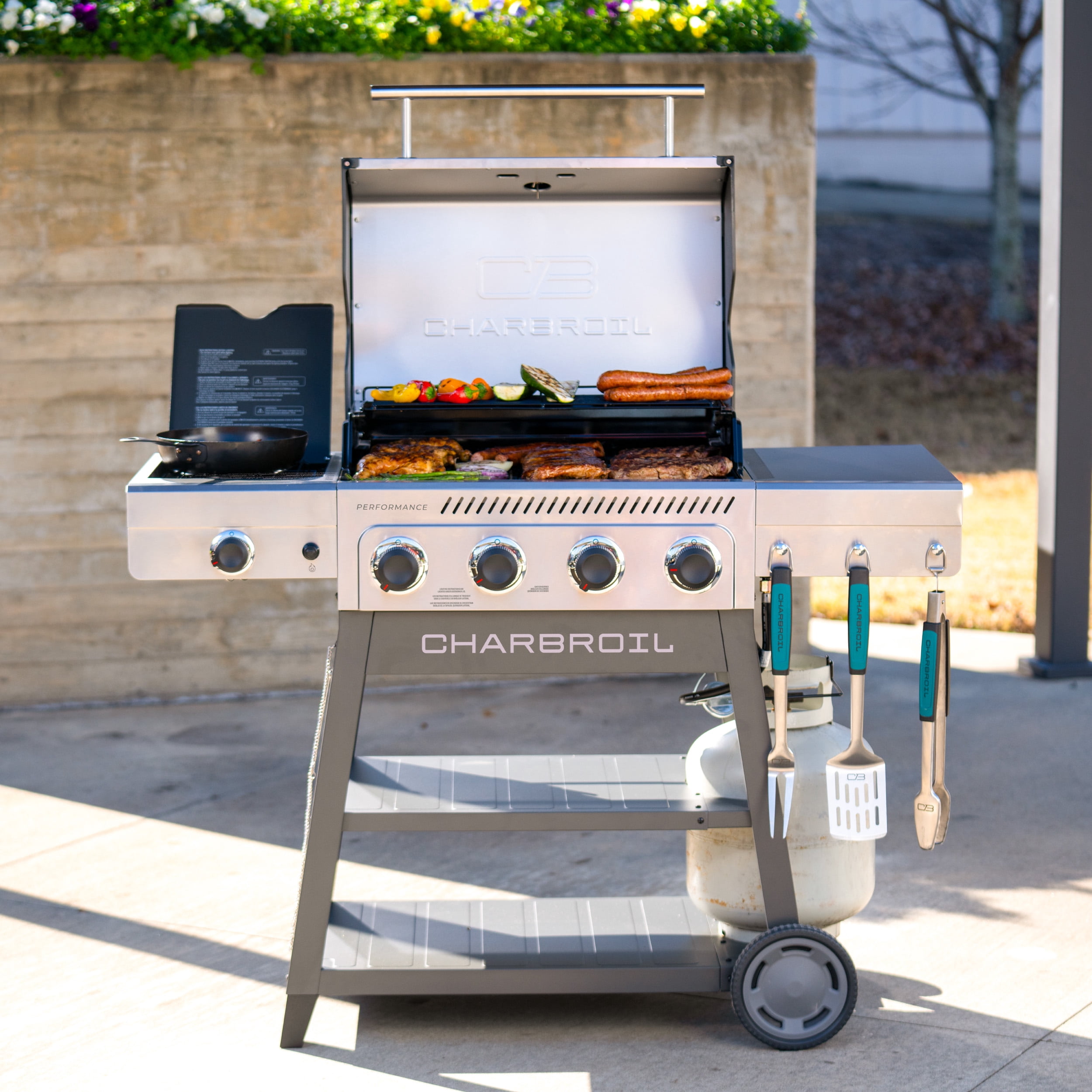 Charbroil® Performance Series™ FlavorMax™ 4-Burner Cart Gas Grill with Side Burner, Stainless