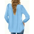 thumbnail image 5 of UVN Fall Shirts for Women Long Sleeve Blouses Ladies Crewneck Lace Crochet Tops Dressy Chiffon Blouses, 5 of 9
