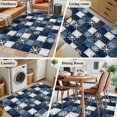 thumbnail image 6 of Blue Patchwork Washable Area Rugs 3'x5', Snowflake Blue Flower Checkered Low Pile Throw Living Room Rug Non-Slip Sturdy Edge Binding Carpet for Indoor Entryway Bedside Kitchen, 6 of 9