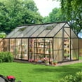 thumbnail image 2 of MUCHANT 8x14 FT Greenhouse for Outdoors, Walk-in Large Aluminum Frame Greenhouse with Quick Setup Structure and Roof Vent for Garden Backyard, Black, 2 of 7