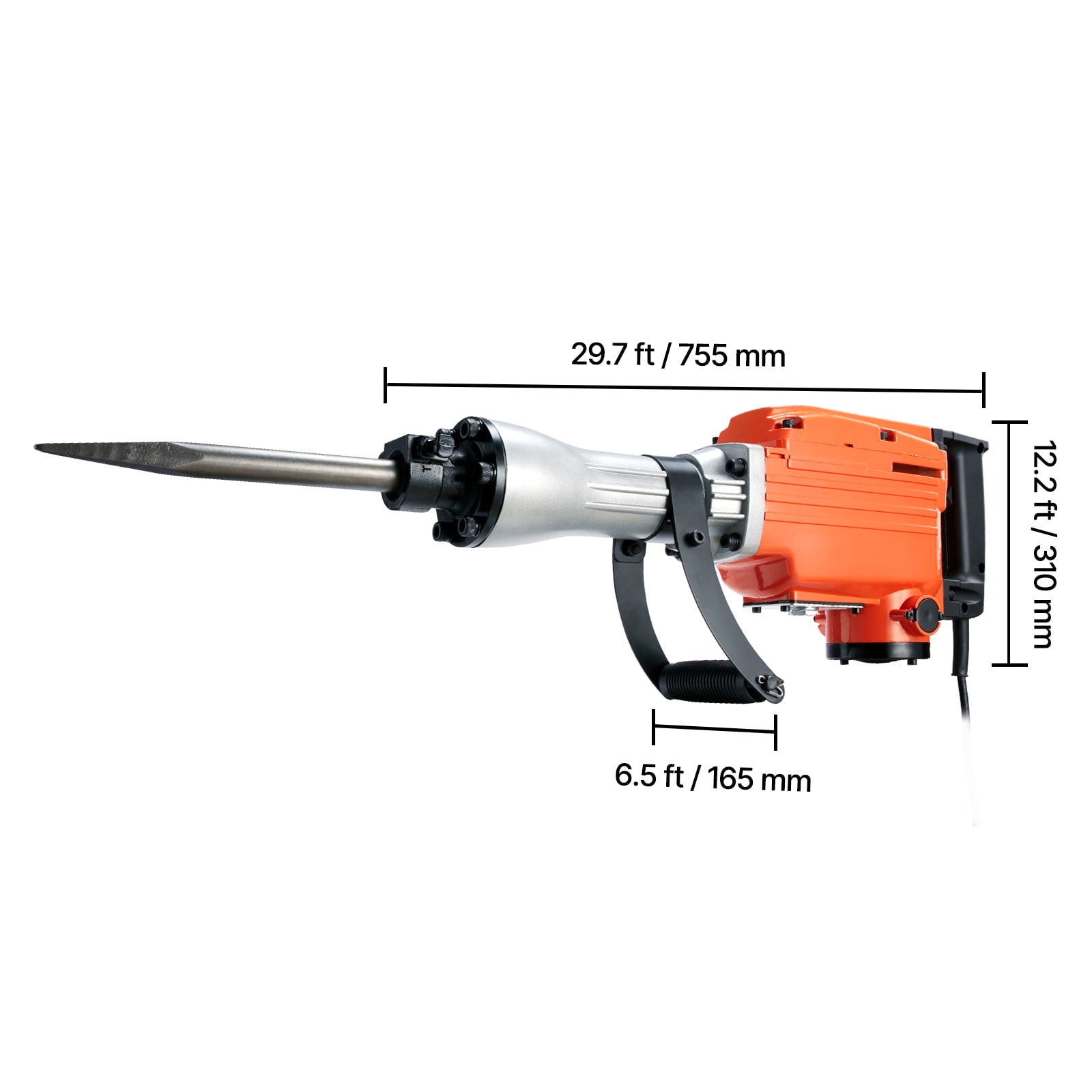 VEVOR Demolition Jack Hammer, 2200W Electric Jackhammer Heavy Duty, 1350 BPM Concrete Breaker, 2pcs Chisels Bit Chipping with Case