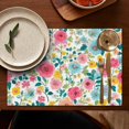 thumbnail image 4 of Pioneer Flower Floral Print Pattern Summer Placemats Table Placemats Set Of 6-Linen Kitchen Washable Placemats Table Mats 12x18 Inch Non-Slip Heat Resistant, 4 of 5