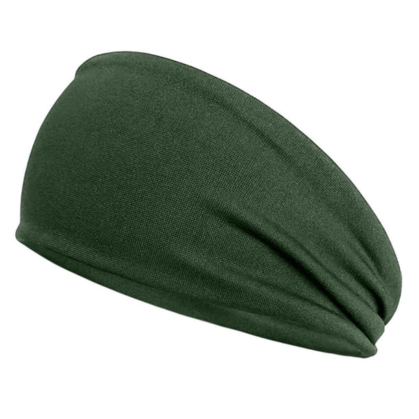 Hombres Mujeres Fitness Sweatband Elástico Correr Diadema de secado rápido (Verde militar)