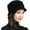 Black, variant on Vintage Floral Wool Dress Cloche Hats for Women 1920s Flower Accent Solid Winter Hat Church Party Fedora Bucket Hat