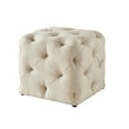 thumbnail image 2 of Inspired Home Kallan Beige Linen Ottoman - Tufted Allover, 2 of 7