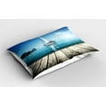 thumbnail image 2 of Ambesonne Nautical Pillow Sham 2 Pack, Yacht and Wooden Deck, 36"x20", Blue Brown, 2 of 3