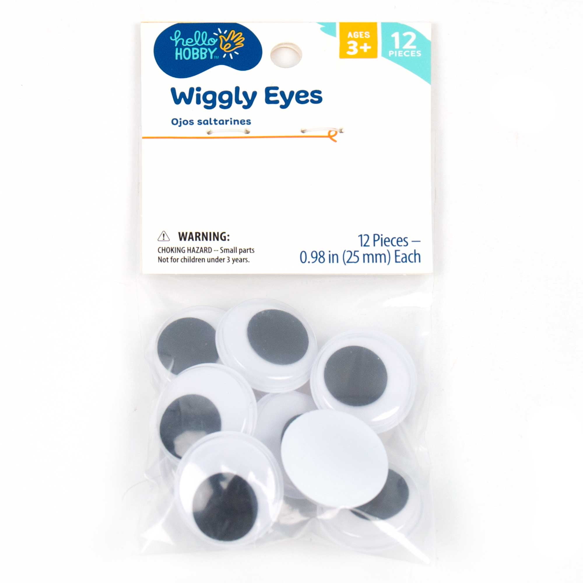 Hello Hobby Large Black and White Plastic Wiggly Eyes, 12-Pack