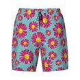 thumbnail image 4 of Lsque Mens Swim Trunks Daisies Flowers Pattern - Bathing Suit Compression Liner - Beach Swim Shorts Swimwear - (S-3XL) - Stretch Quick Dry -3X-Large, 4 of 9