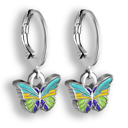 Small Butterfly Earrings - Blue Butterfly Earrings For Women And Girls | Butterfly Jewelry - Teen Jewelry For Girls And Tweens Butterfly Hoop Earrings For Women Dangle Earrings For Girls Small Earrings For Women