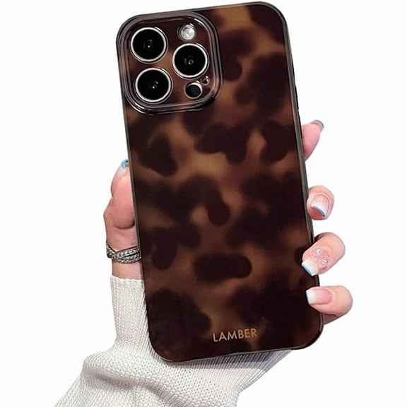1997 Cute Phone Case for iPhone 16 Pro Case Amber Leopard Full Camera Protective Slim Shockproof Aesthetic-Brown Amber