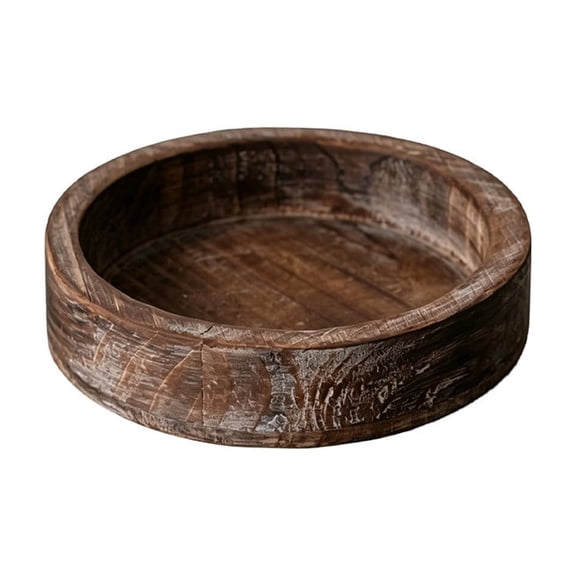Round Distressed Wood Candle Tray, Rustic Farmhouse Decor for Coffee Table, Bathroom Vanity & Home Centerpieces, Candle Holder Tray Home Decor - 6 Inch