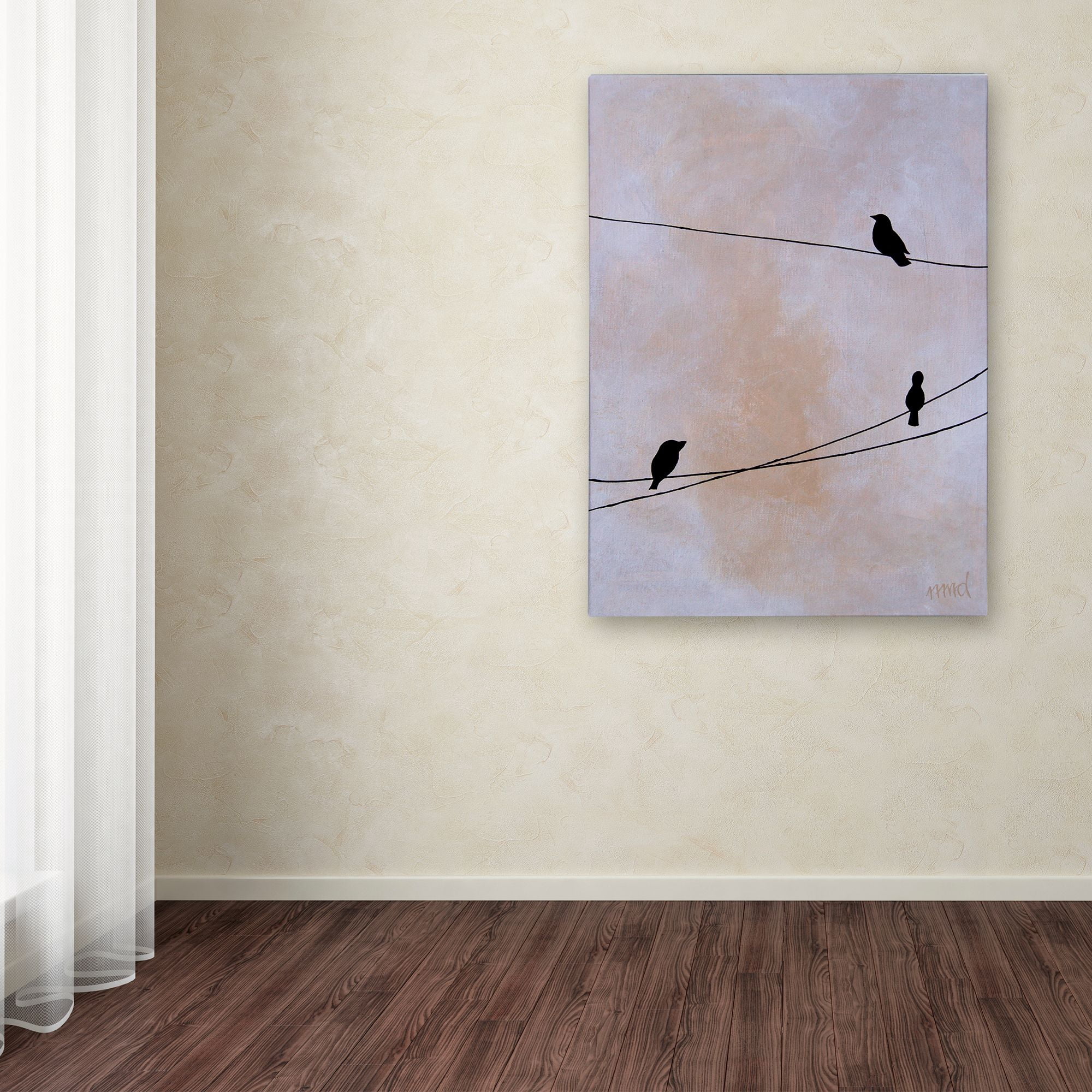 Nicole Dietz 'Bird on Wire White' Canvas Art 18 x 24